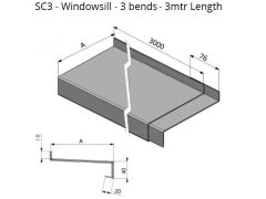 201-300mm Girth (Cill Depth + All Bends) Skyline Aluminium Windowsill - 3 Bend - 3mtr Length - One of 26 Standard RAL Colours TBC