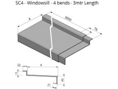 0-200mm Girth (Cill Depth + All Bends) Skyline Aluminium Windowsill - 4 Bend - 3mtr Length - One of 26 Standard RAL Colours TBC