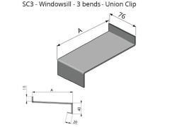 0-200mm Girth (Cill Depth + All Bends) Skyline Aluminium Windowsill Union Clip - 3 Bend - One of 26 Standard RAL Colours TBC