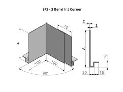 245-344mm SF3 Profile Skyline Aluminium Fascia - Internal Corner 