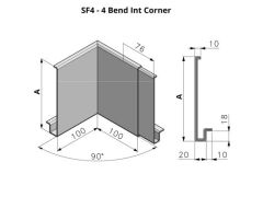 253-352mm SF4 Profile Skyline Aluminium Fascia - Internal Corner 