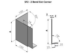 361-460mm SF2 Profile Skyline Aluminium Fascia - External Corner