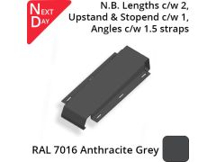 362mm  Aluminium Sloping Coping (Suitable for 271-300mm Wall) - Fixing Strap - RAL 7016 Anthracite Grey