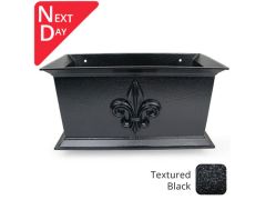 400mm Cast Aluminium Ornamental Hopper Head (with motif) - 63mm (2.5") Outlet - Textured Black