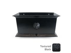 400mm Cast Aluminium Ornamental Hopper Head (with Lion Head motif) - 63mm (2.5") Outlet - Textured Black