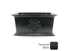 400mm Cast Aluminium Ornamental Hopper Head (with Tudor Rose motif) - 63mm (2.5") Outlet - Textured Black