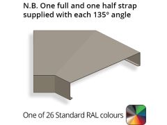 572mm Aluminium Sloping Coping (Suitable for 481-510mm Wall) - Internal 135 Degree Angle - Powder Coated Colour TBC