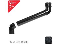 63mm (2.5") Cast Aluminium Downpipe 400mm (max) Adjustable Offset - Textured Black