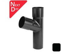 63mm (2.5") Swaged Aluminium Downpipe 112 Degree Branch without Ears - RAL 9005m Matt Black