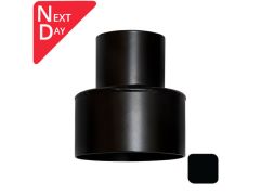 63mm (2.5") Swaged Round Aluminium Downpipe to 110mm Soil Pipe Adaptor - RAL 9005M Matt Black - from Rainclear Systems