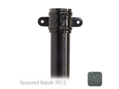 63mm (2.5") x 2m Aluminium Downpipe with Cast Eared Socket - Textured Basalt Grey RAL 7012 - from Rainclear Systems