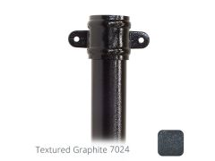 63mm (2.5") x 2m Aluminium Downpipe with Cast Eared Socket - Textured Graphite Grey RAL 7024