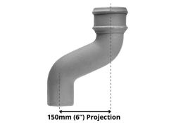 65mm (2.5") Cast Iron Downpipe Offset 150mm (6") Projection - Primed