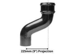 65mm (2.5") Cast Iron Downpipe Offset 225mm (9") Projection - Black