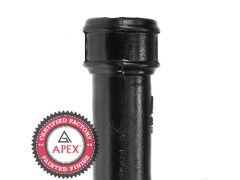 65mm (2.5") x 1.83m Cast Iron Downpipe without Ears - Black