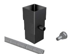 76mm Swaged Aluminium Square Downpipe WATER BUTT Diverter PPC  - Matt Black