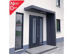 BS200 Aluminium Rect. Canopy 200x90cm with RH Side Panel plus LED light - Anthracite Grey