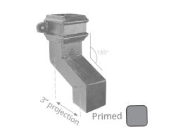 Cast Iron 100 x 75mm (4"x3") Square Downpipe 135 Degree Plinth Offsets with Ears (76mm Offset) - Primed