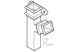 Cast Iron 100 x 75mm (4"x3") Square Downpipe Bend to Right 112.5 Degree with Ears - Primed