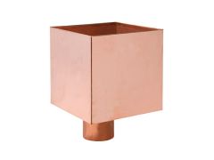 Copper Plain Box Hopper Head 200w x 200d x 200h with 80mm Outlet 