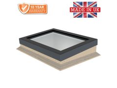 R16 Flat glass rectangular rooflight ith timber sloping upstand - no ventilation - 7016 Anthracite Grey sill section and fixing frame