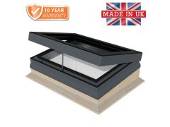 Flat Glass Rooflight with Timber Sloping Upstand and Electric Motor Opening - 7016 Anthracite Grey PPC Aluminium Frame