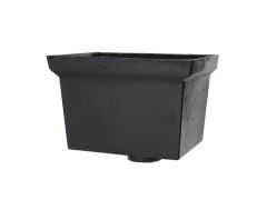 H460 Hargreaves Foundry Cast Iron Rectangular Plain Hopper - 65mm outlet -  255x178x178mm - Pre-painted Black