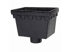 H460 Hargreaves Foundry Cast Iron Rectangular Castellated Hopper - 65mm outlet - 255x178x178mm- Pre-painted Black