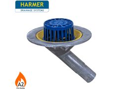 Harmer AV245 Aluminium Dome Grate Flat Roof Outlet with 45 Degree 50mm (2") Spigot