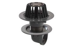 Harmer C490T/D - 4"BSP Thread Cast Iron Double Flange 90deg Outlet with Dome Grate