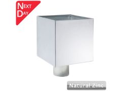 Natural Zinc Plain Box Hopper Head 200w x 200d x 200h with 80mm Outlet 