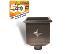 Sepia Brown Coated Galvanised Steel Hopper Head 230w x 230d x 300h with 80mm Outlet