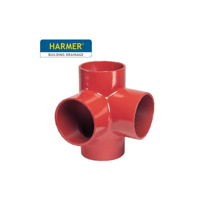 100 x 100 x 100mm Harmer SML Cast Iron Soil & Waste Above Ground Pipe - Corner Branch - 88 Degree 