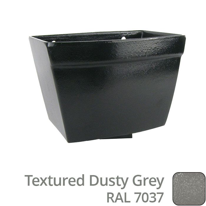 75 x 75mm (3"x3") Cast Aluminium Rectangular Hopper - 250 x 180 x 180mm - Textured Dusty Grey RAL 7037