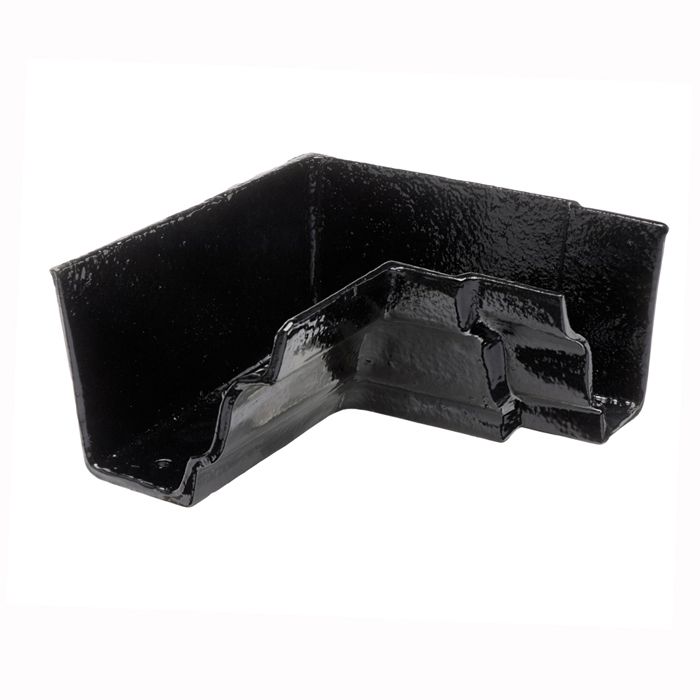 125 x 100mm (5"x4") Hargreaves Foundry Cast Iron G46 Moulded Gutter Internal 90 degree angle - Pre-Painted Black