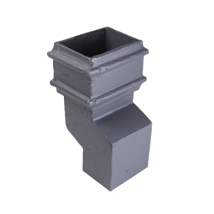 100 x 75mm (4"x3") Hargreaves Foundry Cast Iron Square Downpipe 112.5 Degree Front Offset - 57mm Projection - Primed