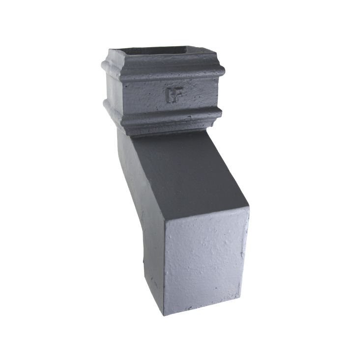 100 x 75mm (4"x3") Hargreaves Foundry Cast Iron Square Downpipe 135 Degree Plinth Offset - 75mm Projection - Primed