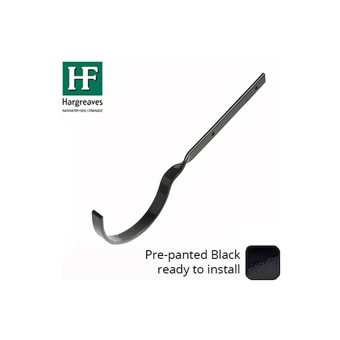 100x75mm Painted Deep Half-Round Galvanised Side Fix Bracket  - Black