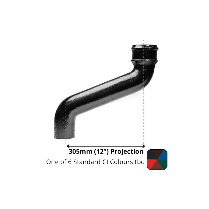 100mm (4") Cast Iron Downpipe Offset 305mm (12") Projection - One of 6 CI Standard RAL Colours TBC