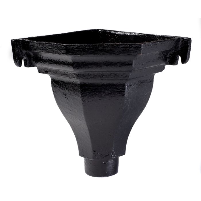 100mm (4") Cast Iron Fluted Corner Hopper - Black