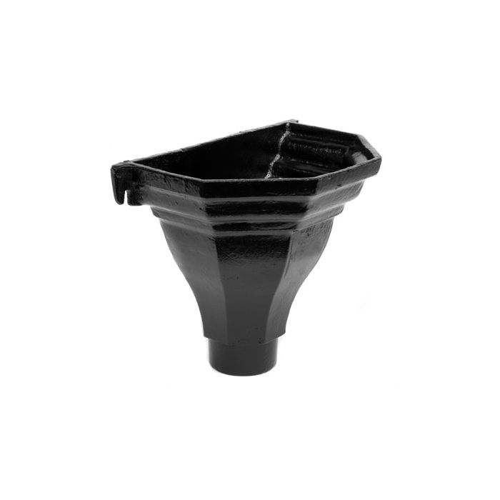 100mm (4") Cast Iron Fluted Flat Back Hopper - Black