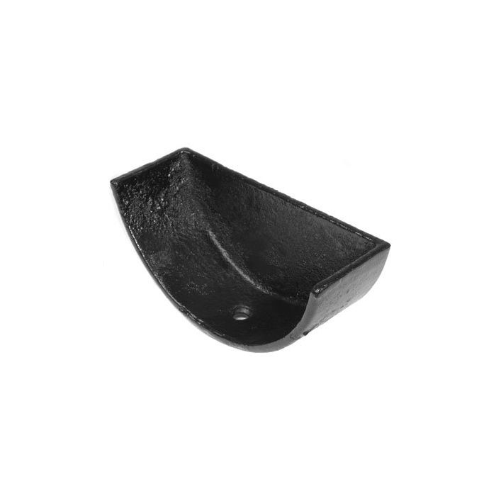 100mm (4") Half Round Cast Iron External Stop End - Black