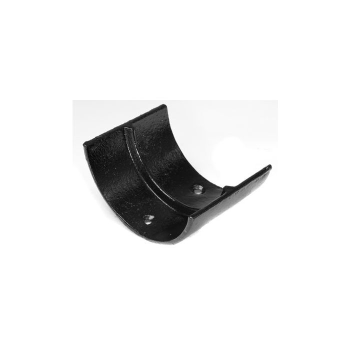 100mm (4") Half Round Cast Iron Gutter Union - Black