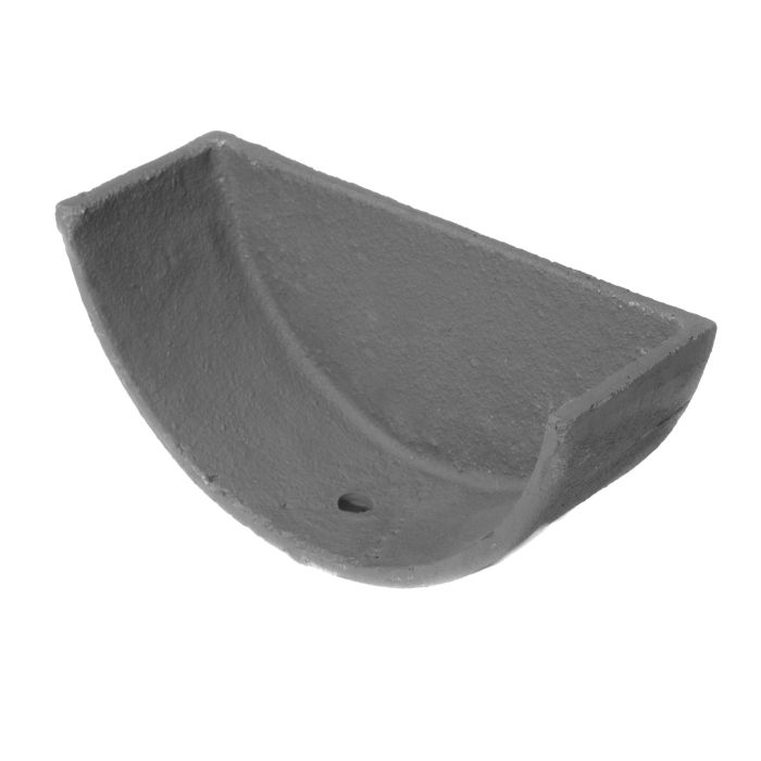 100mm (4") Half Round Cast Iron Internal Stop End - Primed