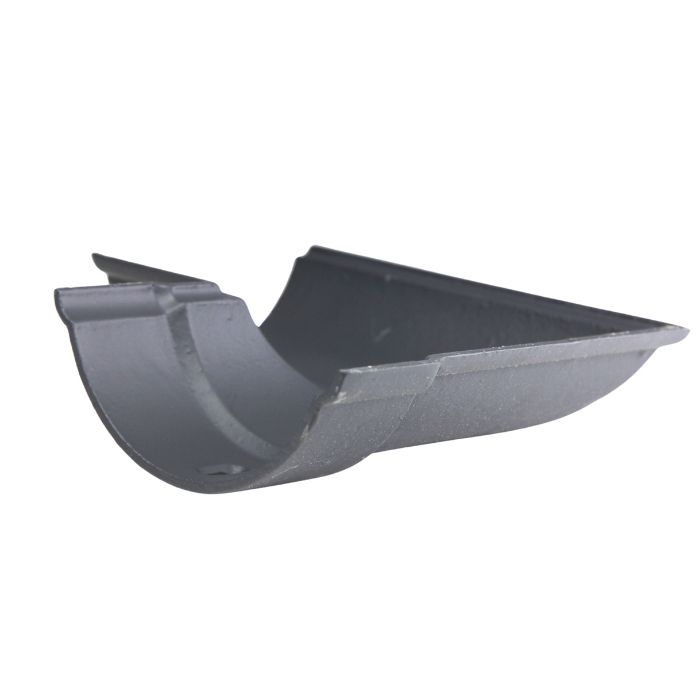 100mm (4") Hargreaves Foundry Beaded Half Round Cast Iron 90 degree Left-Hand Gutter Angle - Primed