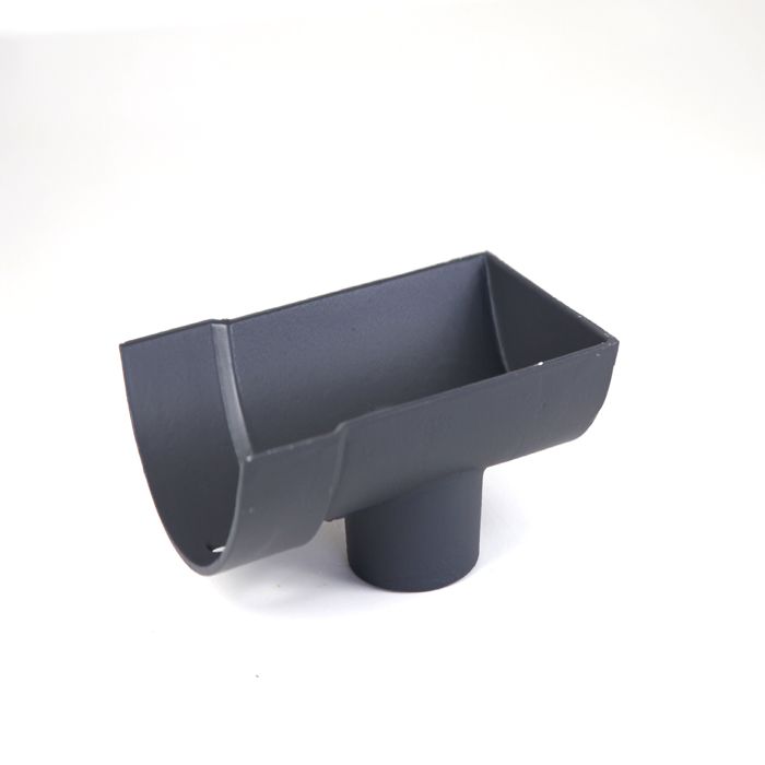 100mm (4") Hargreaves Foundry Plain Half Round Cast Iron Gutter 65mm Dropend Outlet - External  - Primed