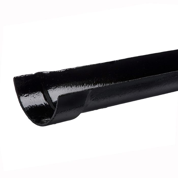 100mm (4") Hargreaves Foundry Plain Half Round Cast Iron Gutter length - 1.83m (6ft) - Pre-Painted Black