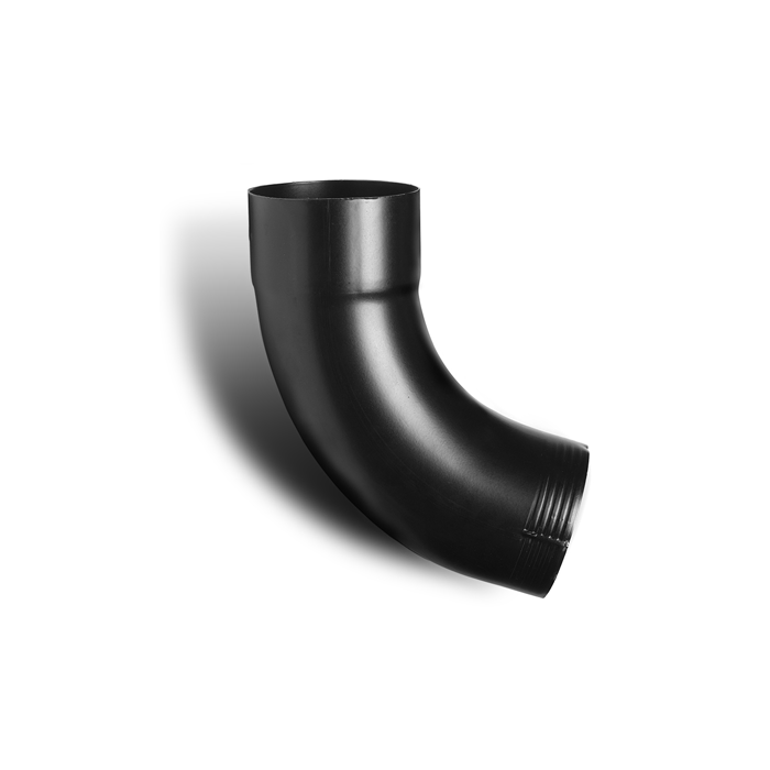 100mm Black Coated Galvanised Steel Downpipe 70Âº Bend