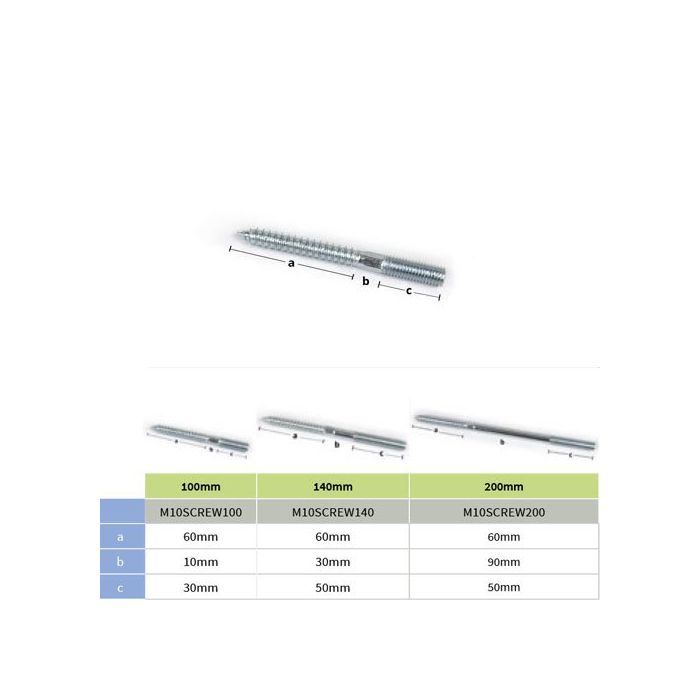 100mm M10 Galvanised Steel Screw for use with Downpipe Bracket with M10 Boss 