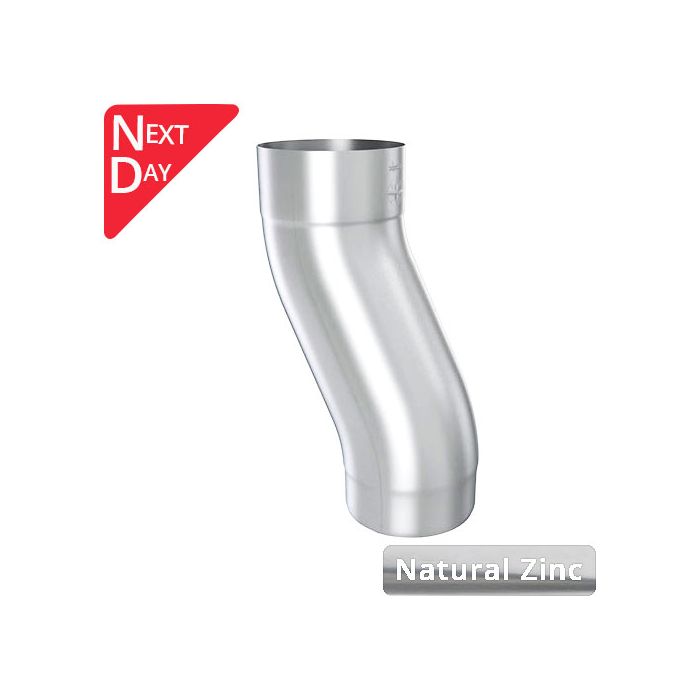 100mm Natural Zinc Downpipe 60mm Projection Fixed Offset